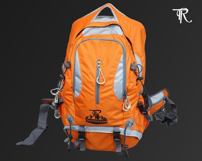 Nylon Backpack Orange Grey