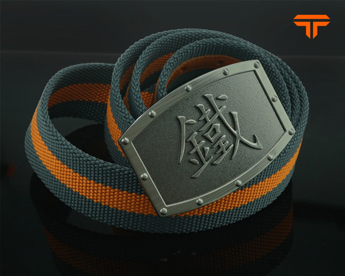 Dual Color Rivet Buckle Nylon Belt