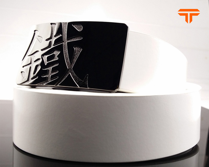 Single Color Emboss Buckle Faux Leather White Belt