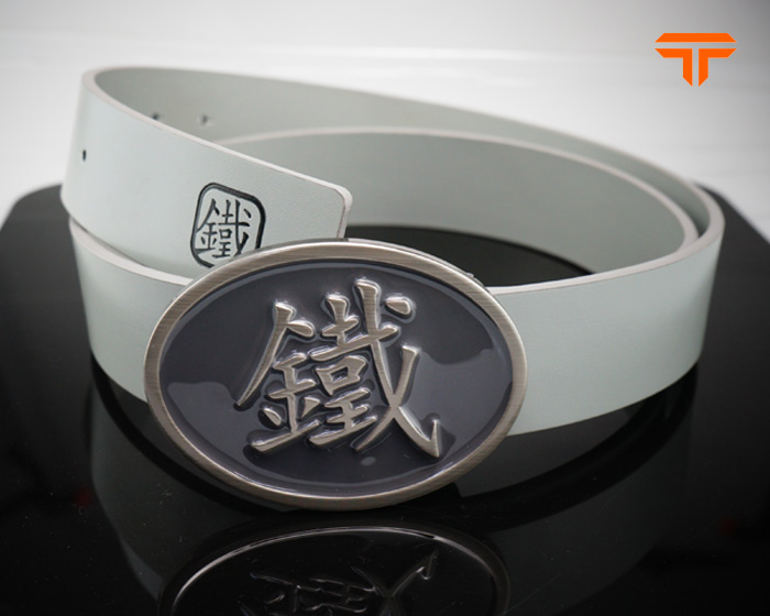 Single Color Painted Buckle Faux Leather Grey Belt