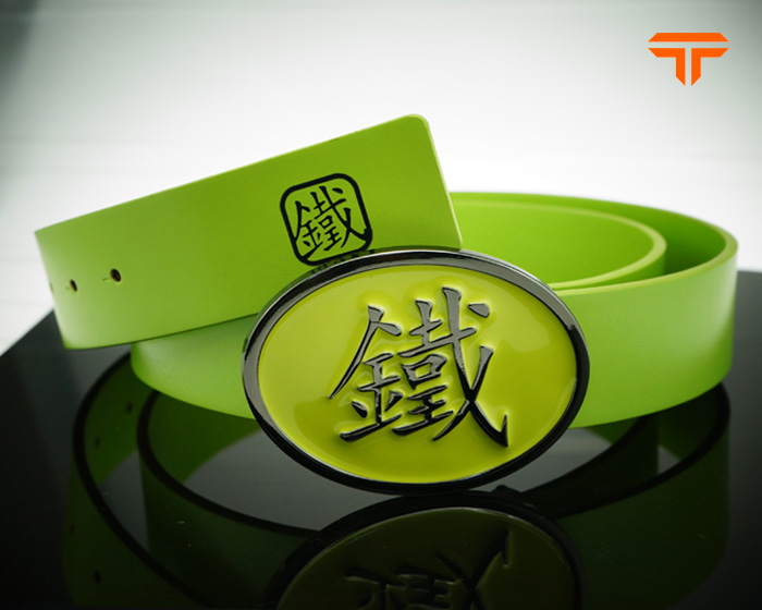 Single Color Painted Buckle Faux Leather Lime Belt