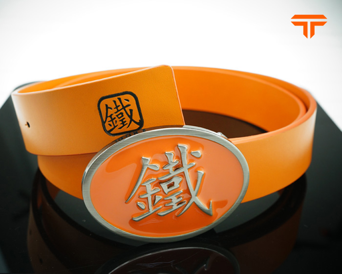 Single Color Painted Buckle Faux Leather Orange Belt