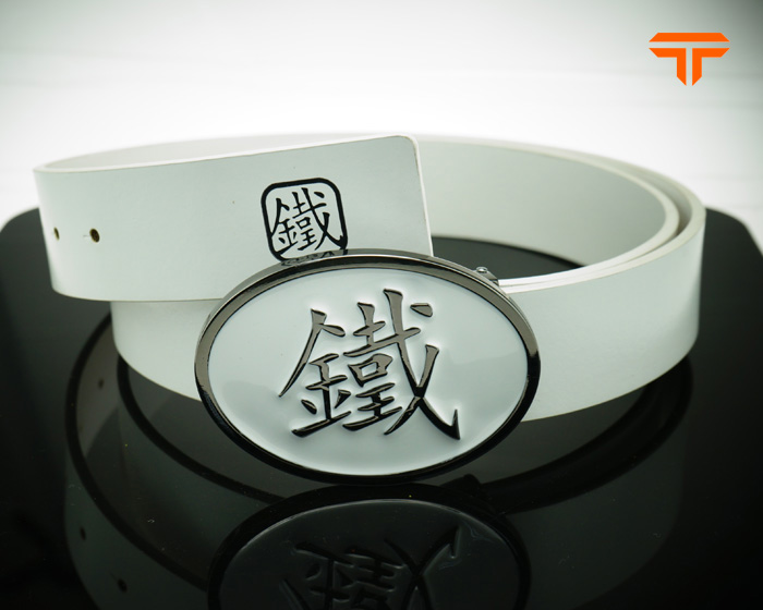 Single Color Painted Buckle Faux Leather White Belt